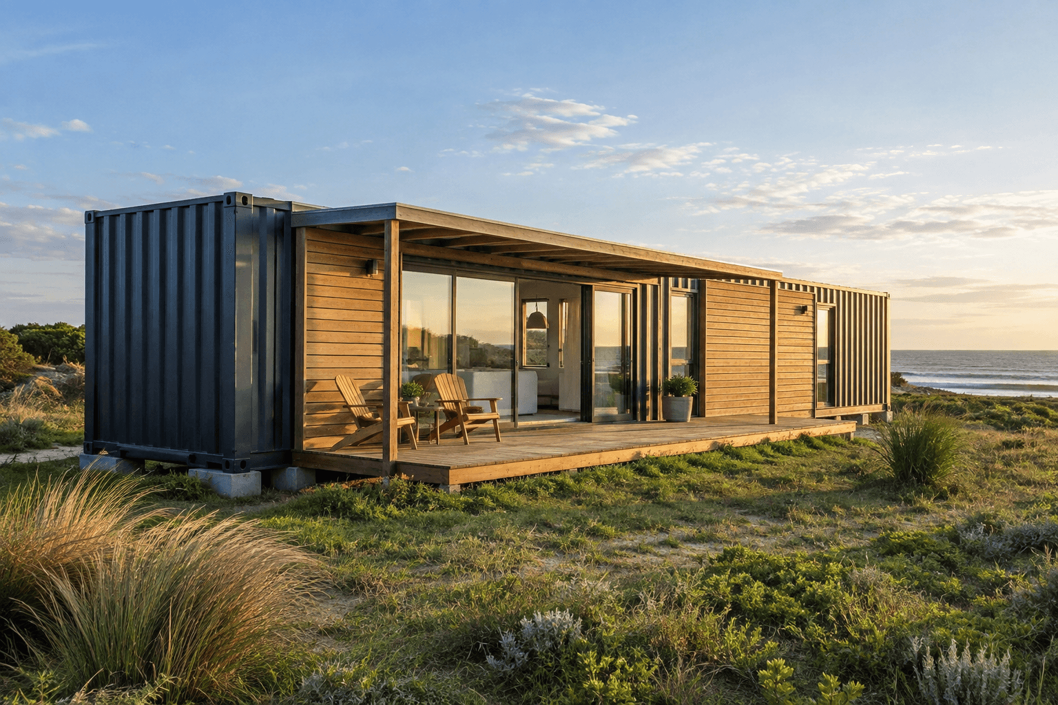 Contenedor marítimo adaptado como vivienda turística costera