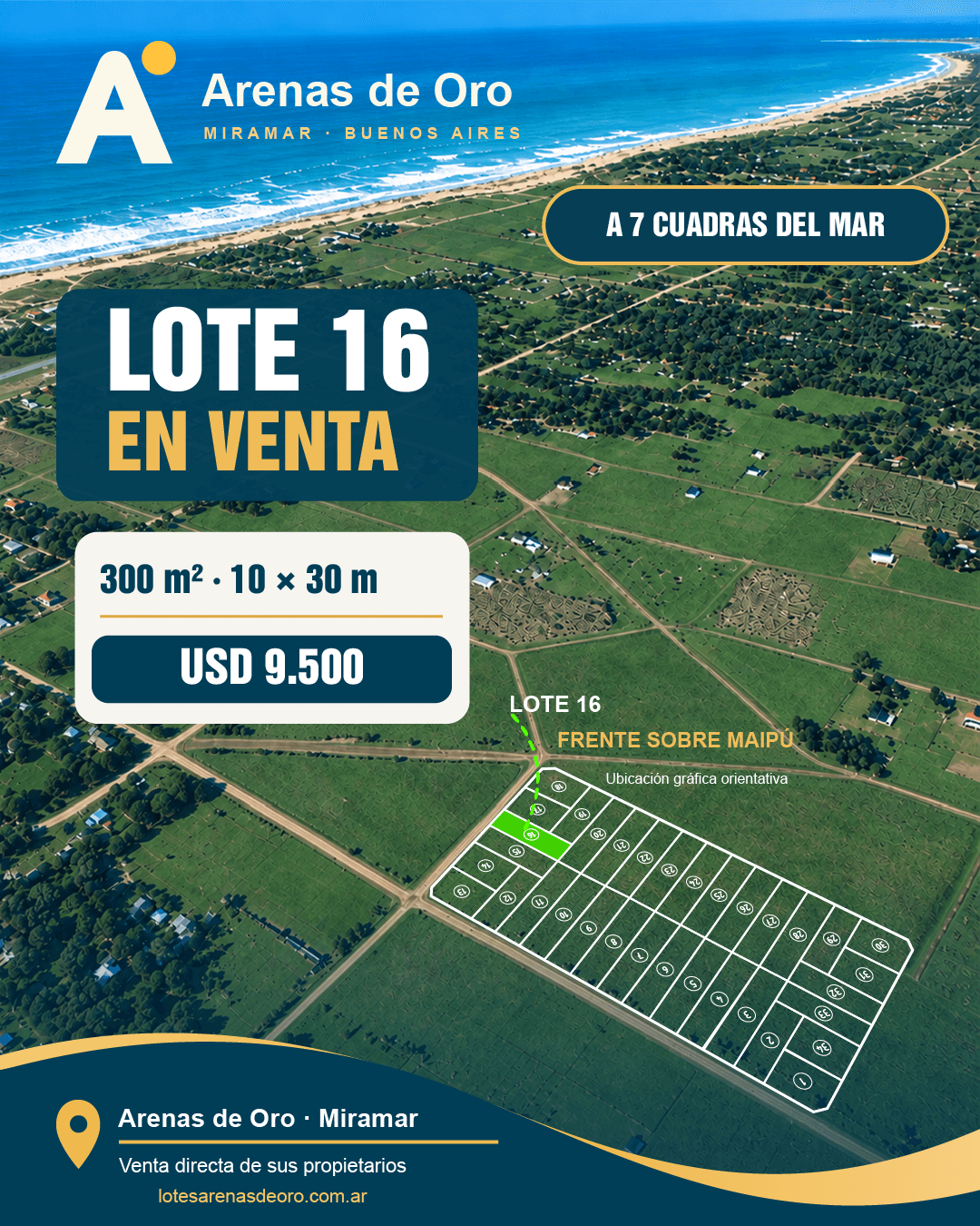 Publicación oficial del lote 16 en venta en Arenas de Oro, Miramar
