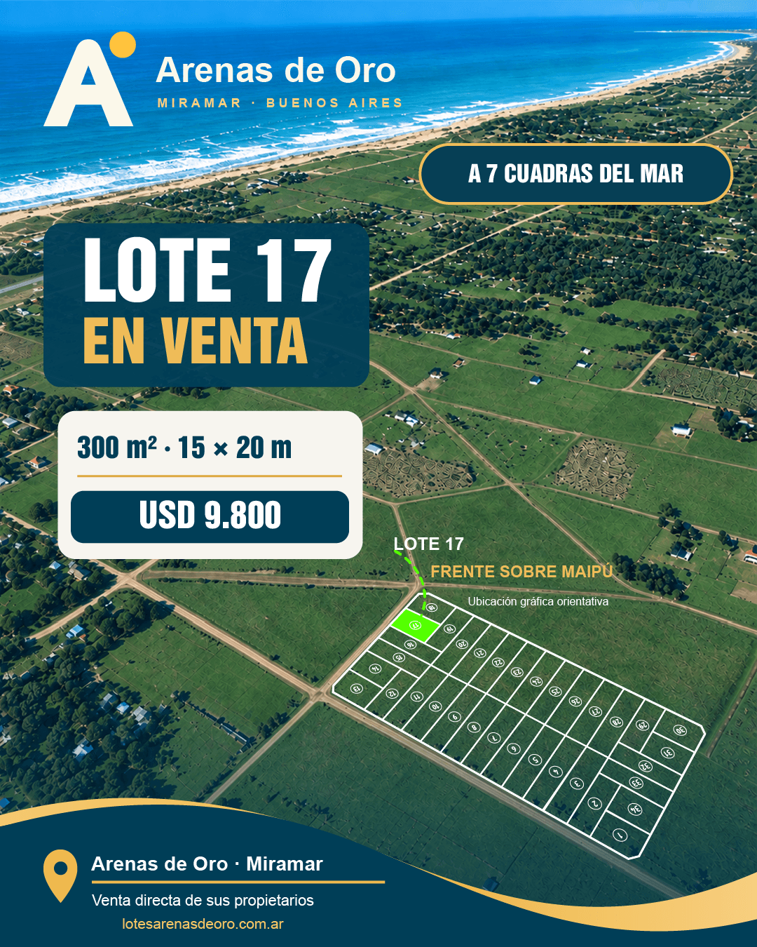 Publicación oficial del lote 17 en venta en Arenas de Oro, Miramar