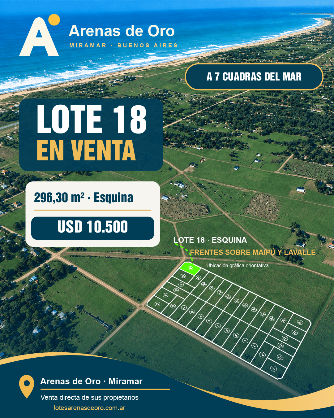 Publicación oficial del lote 18 en venta en Arenas de Oro, Miramar