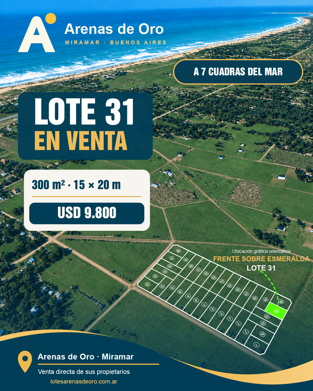 Publicación oficial del lote 31 en venta en Arenas de Oro, Miramar