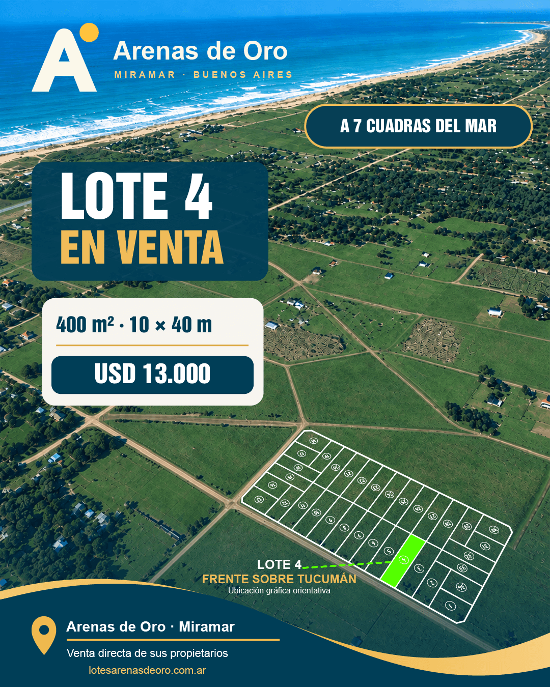 Publicación oficial del lote 4 en venta en Arenas de Oro, Miramar
