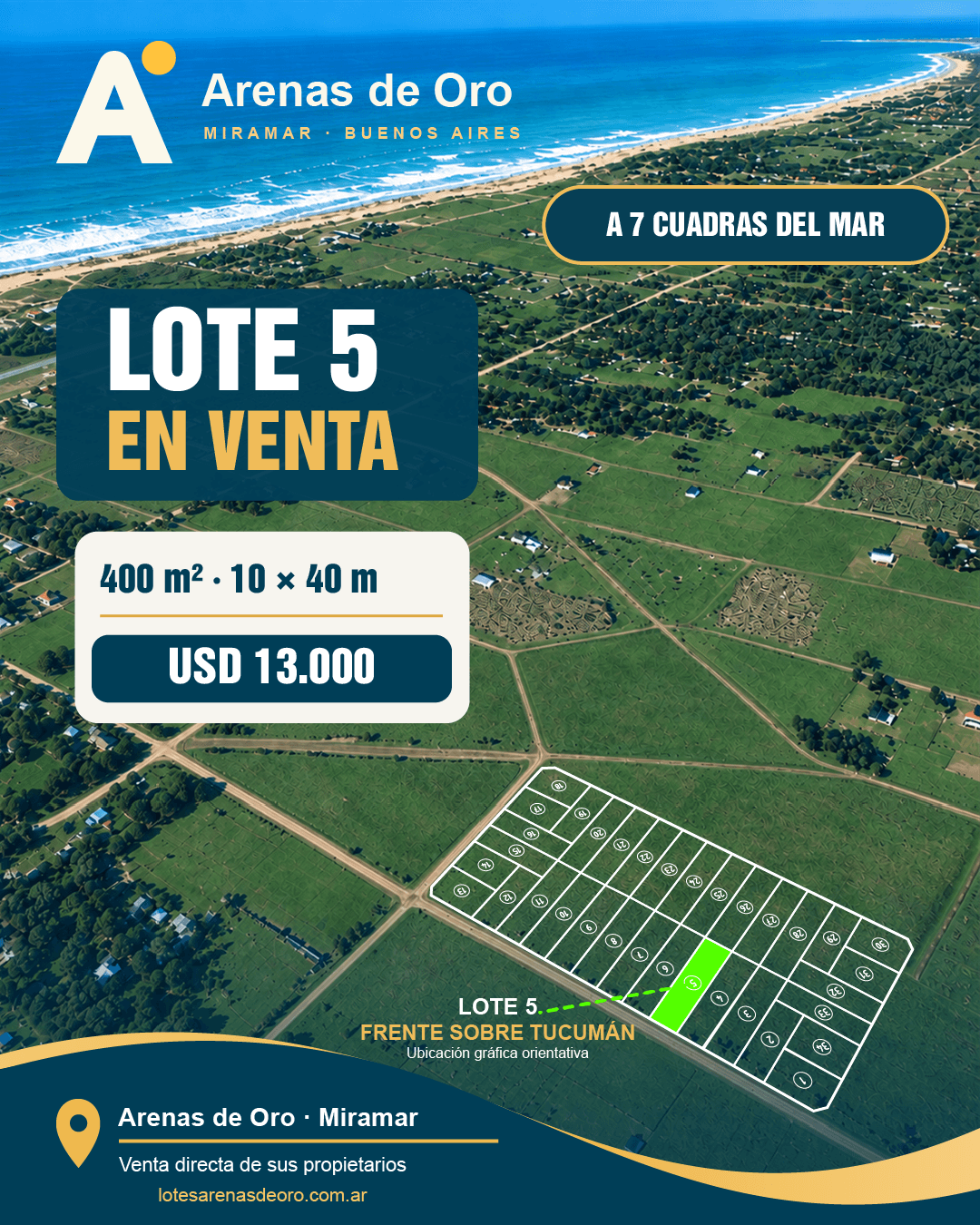 Publicación oficial del lote 5 en venta en Arenas de Oro, Miramar